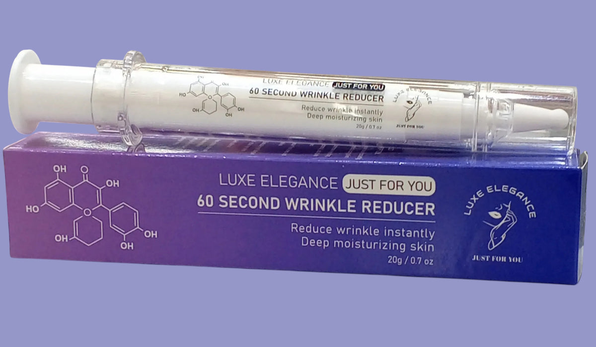MY LUXE ELEGANCE deep moisturizing formula in a syringe applicator with its purple and white product box.